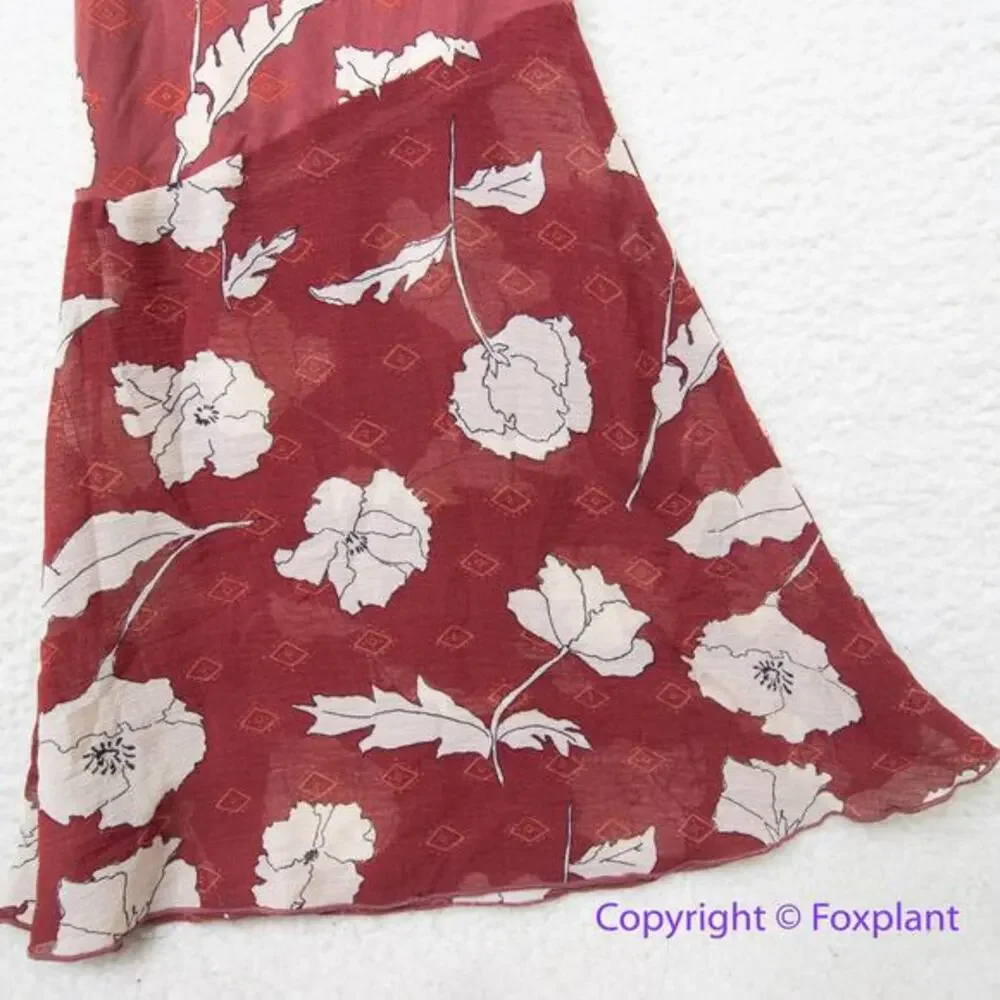 New! Free People AUSTYN brick red floral flaired‎ pant ruffle jumpsuit, size M
